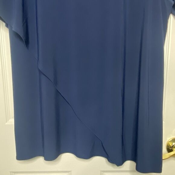 Soft Surroundings Madeline Tunic Top Overlay Cape-Like Short Sleeve Navy Size 1X - Picture 11 of 15
